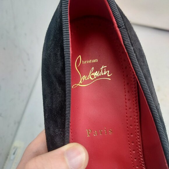 CHRISTIAN LOUBOUTIN Black Dandelion Strass Suede Logo Loafer - Picture 6 of 12